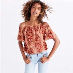Madewell Off the Shoulder Watercolor Paisley top